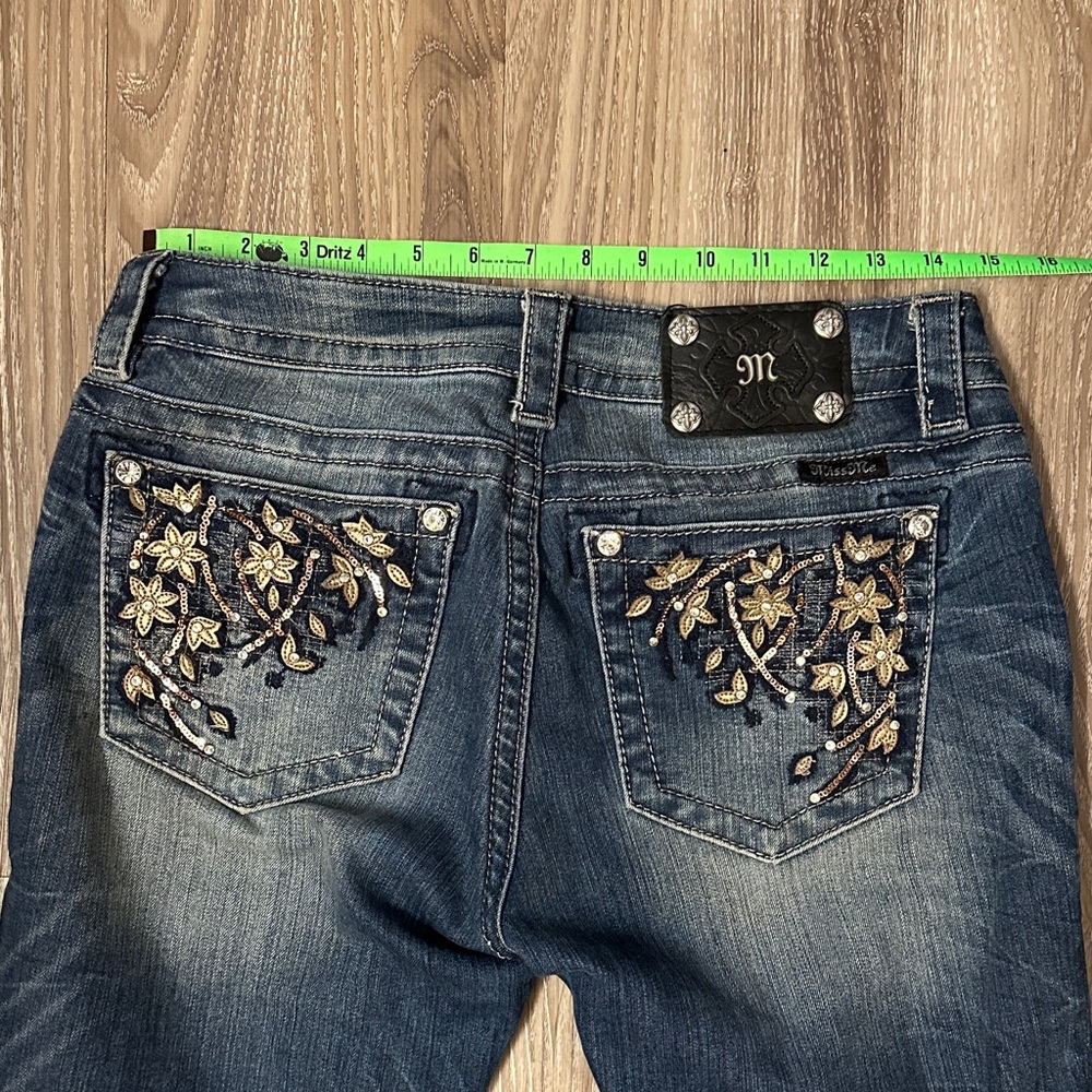 Miss Me Blue Jeans with Gold Embroidery